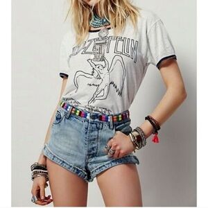 Free People Eliot Rainbow Embroidered Jean Shorts SZ 29